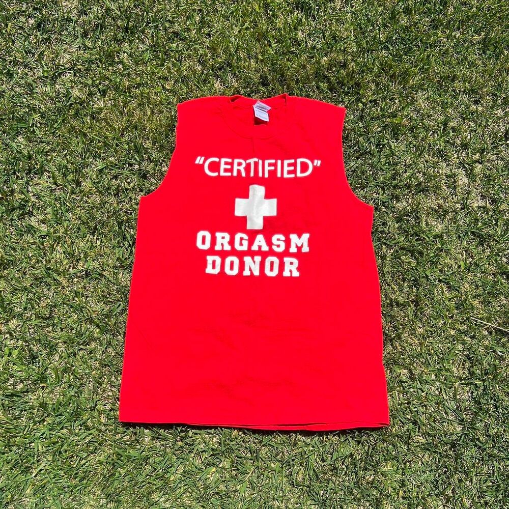 2000s certified orgasm donor tank top mens size M Medium